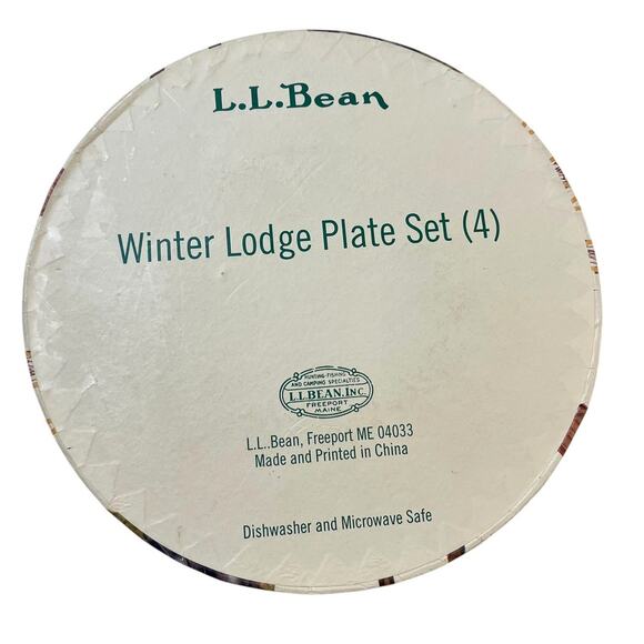 L.L.Bean Winter Lodge Plate Set (4) Snowshoe Ski Cabin Decor - Picture 4 of 8